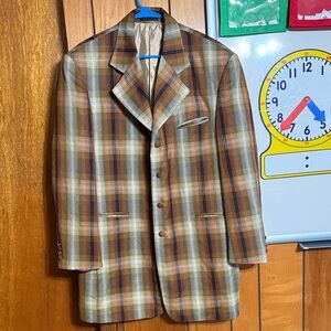 STACY ADAMS Men’s Multicolor Plaid Single Breasted Sports Coat Blazer Size 42R